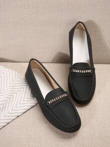 Của phụ nữ Giày lười Giày đế bệt Với Hàng đôi Sáng bóng Kim cương giả , Mềm mại Không trượt Đế - màu đen - Xem 3