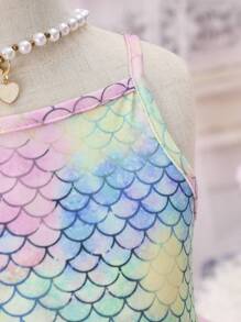 SHEIN Glamorique Kids 年輕女孩美人魚裝公主服裝 - 彩色 - 查看 4