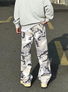 Claim Dot Men Loose Camouflage Drawstring Waist Pants, Long Vacation Pants, For Husband, Boyfriend Gifts, Camo Sweatpants, Baggy Pants, Fall