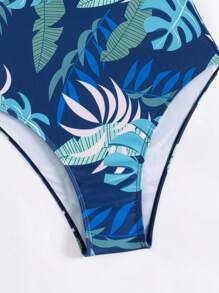 Swim SPRTY Summer Beach Tropical Plant Printed One-Piece Swimsuit - Multicolor - View 5