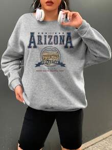 SHEIN EZwear 加大號字母印花垂肩運動衫