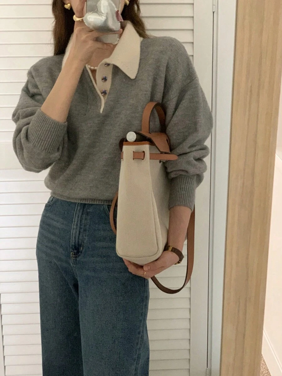 Alicedudu Women's Colorblock Turtleneck Sweater, Autumn/Winter