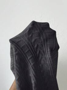 SHEIN Unity V 領絞花針織毛衣 - 灰色 - 查看 3