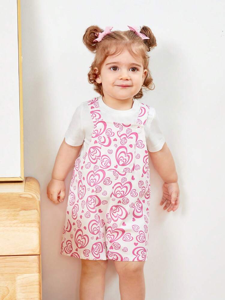 Baby Girls' Casual Heart Pattern Romper