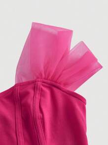 SHEIN MOD Women's Open Shoulder Asymmetrical Hem Top - Hot Pink - View 3