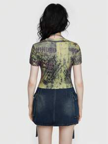 ROMWE Street Life 復古街頭風格噴墨印花短袖t恤 - 彩色 - 查看 4