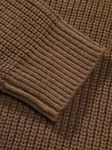 Manfinity Homme Hombres Cárdigan con cremallera tejido de canalé - Café integral - View 4