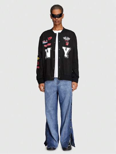 Prep Men's Letter Printed Baseball Jacket