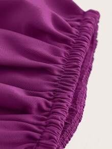 SHEIN DECDS Solid Color Lantern Sleeve Shirt - Purple - View 3