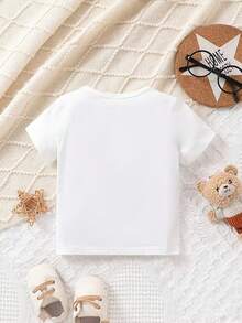 Baby Girls' Casual And Cute Heart Pattern Printed Top For Daily Wear In Spring And Summer - White - View 2