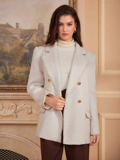 Anewsta Women'S Lapel Double Breasted Blazer