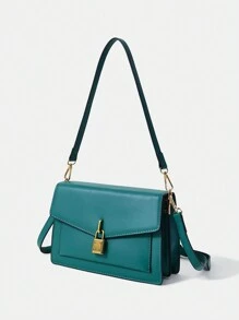 BizChic Fashion Solid Color Commuting Flap Pu Shoulder Sling Bag - Green - View 2