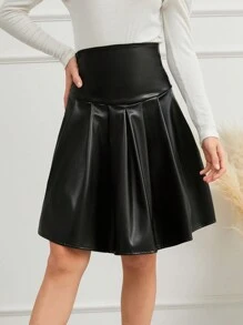 RueChic Teen Girls' Pleated Faux Leather Mini Skirt - Black - View 3
