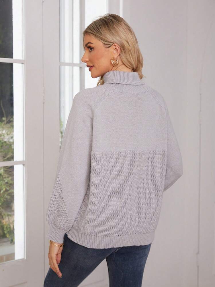 Women's Turtleneck Raglan Sleeve Knit Pullover Fall Winter Sweater