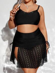 Swim EVENT 大码蕾丝拼接吊带比基尼套装夏季海滩