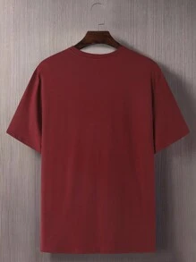 Manfinity RSRT 男士大尺碼棕櫚樹印花短袖t恤 - 酒紅色 - 查看 2