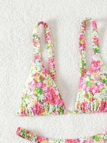 Swim Mod Summer Beach Women's Floral Printed Cami Bikini Set Carnival - Multicolor - View 3