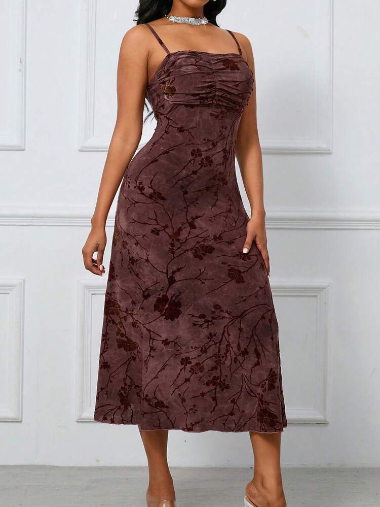 Plush Jacquard Spaghetti Straps Dress