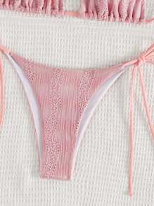 Swim Mod Summer Embroidered Triangle Cup Bikini Set With Tie-Knot Side And Hollow Out Details