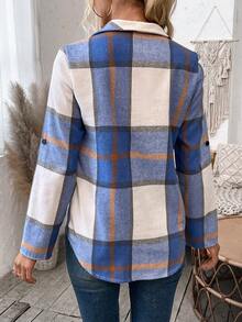 SHEIN LUNE 女用格紋捲袖襯衫 - 彩色 - 查看 2