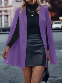 SHEIN Clasi 女款開衩袖休閒西裝外套 - 紫色 - 查看 5