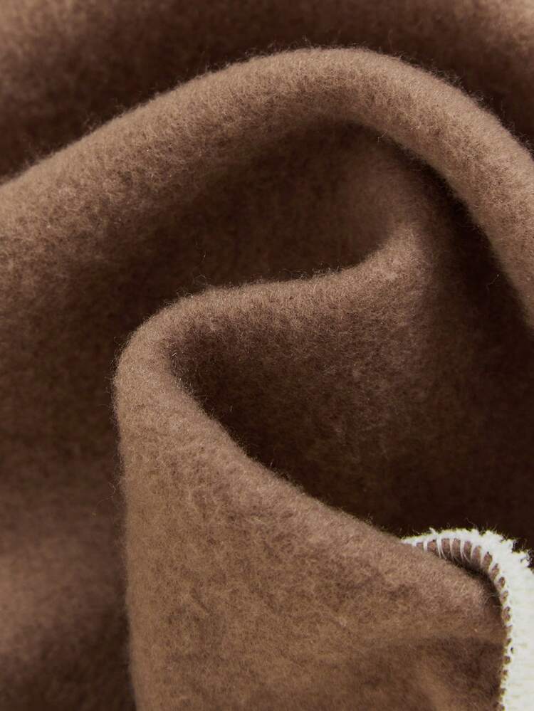 Baby Girls' Casual Color Block Fleece Baseball Jacket With Letter Patches