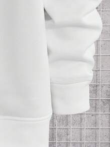 Manfinity Hypemode 男士卡通熊＆字母圖形舒適休閒寬鬆圓肩運動衫 - 白色 - 查看 3