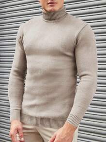SHEIN Cottnline Suéter Sencillo De Color Sólido Para Hombre - Beis - Ver 2