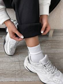 Daily&Casual Lá thư In Hoodie Và Quần thể thao Thể thao Bộ đồ thể thao Bộ - Đen và trắng - Xem 6