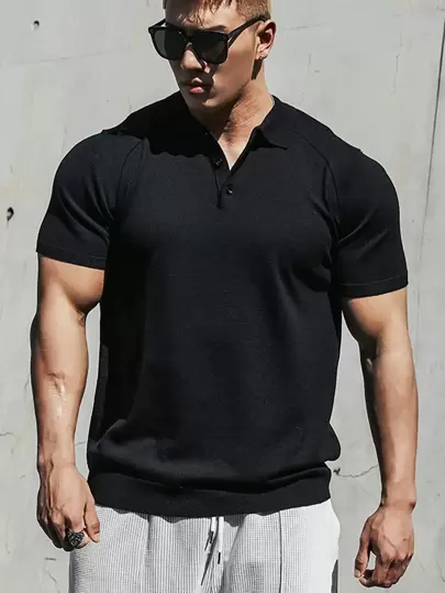 SHEIN Riding Boyfriend Style Men's Golf Polo Shirt With Raglan Sleeve