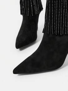 SheIn Belle Rhinestone Decor Stiletto Heeled Boots