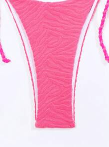 SHEIN Swim Letni bez ramiączek teksturowany zestaw bikini z węzłem z przodu i wiązaniami po bokach Valentine