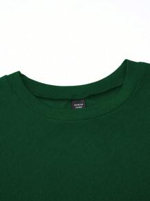 SHEIN Clasi 大尺碼女式圓領束帶連身裙 - 墨綠色 - 查看 6