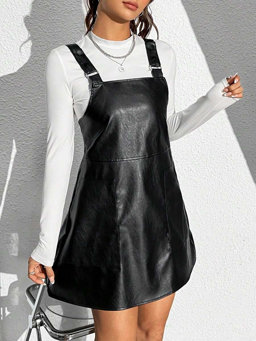 SHEIN Unity Pu Lady's Overall Dress - Black - View 1