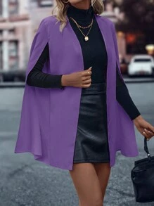 SHEIN Clasi 女款開衩袖休閒西裝外套 - 紫色 - 查看 4