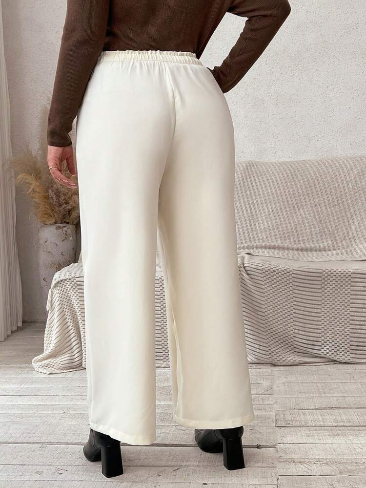 Plus Size Solid Color Straight Pants Fall Cloth For Women