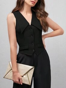 BizChic Solid Color Sleeveless Shirt/blouse - Black - View 8