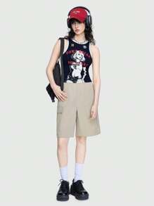 ROMWE Street Life Top Sin Mangas Para Mujer Con Estampado De Personajes O Letras