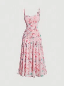 SHEIN MOD 女士花卉印花連衣裙 - 粉色 - 查看 1