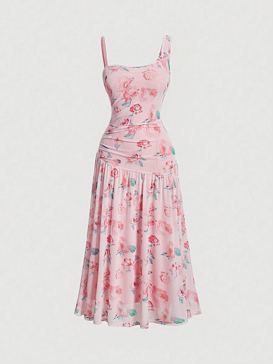 SHEIN MOD Women's Floral Print Dress - Pink - View 1