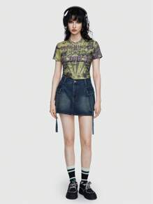 ROMWE Street Life 復古街頭風格噴墨印花短袖t恤 - 彩色 - 查看 2