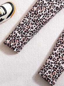 Sparklyn 2pcs Teenage Girls' Leopard Print Heart Long Sleeve T-shirt And Leggings Set - Black - View 7