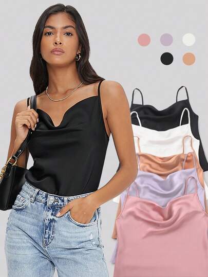 Maija Top de tirantes con escote pronunciado, ropa de trabajo para mujer