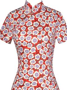 Women's Retro Chi-pao Cheongsam Wedding New Year Sheath Party Dress - Red - View 4