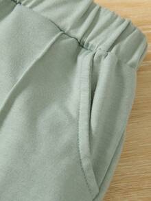 SHEIN Nhỏ bé Cô gái In Ruffle 2 Miếng - màu xanh lá - Xem 3