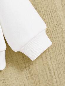 SHEIN Baby Girls' Hooded Sweatshirt Set With Letter Print And Thermal Lined - Brown - View 6