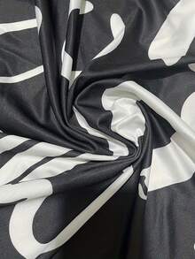 优雅几何印花宽松阔腿时尚女裤春夏装 - 黑色 - 查看 3