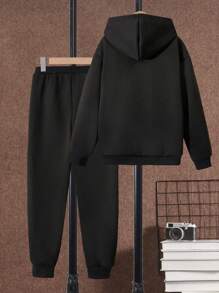 SHEIN 青少年男童邊條連帽休閒兩件式套裝 - 彩色 - 查看 2