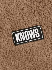 Manfinity VCAY Men's Fleece Hoodie With Letter Patched - Coffee Brown - View 3