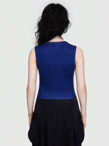 ROMWE Street Life Neon Text Print Slim Fit Crop Top Sleeveless Shirt